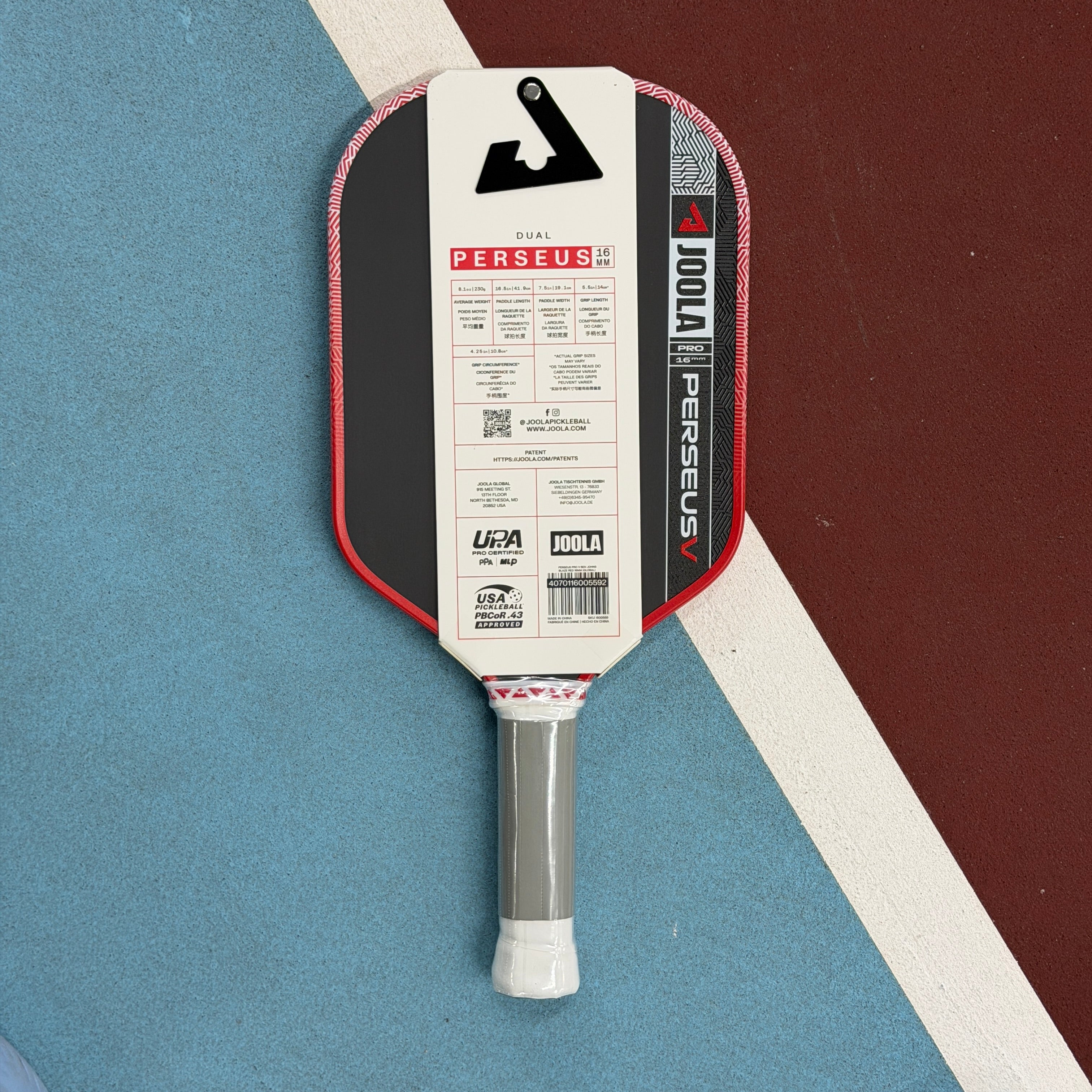 Joola Pro V 16mm Perseus Elongated Pickleball Paddle Red