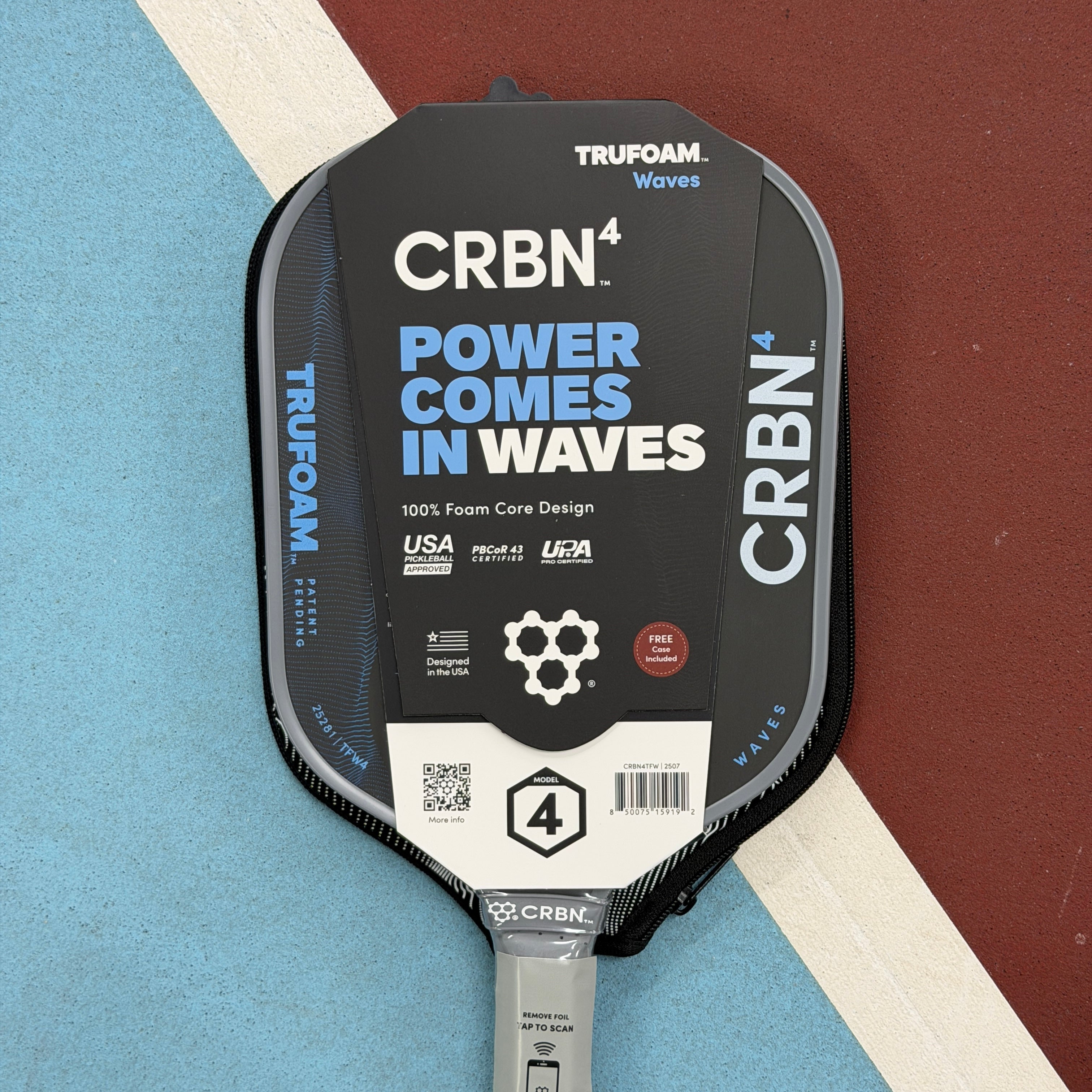 CRBN 4 Waves Trufoam Hybrid Aerocurve Pickleball Paddle NEW