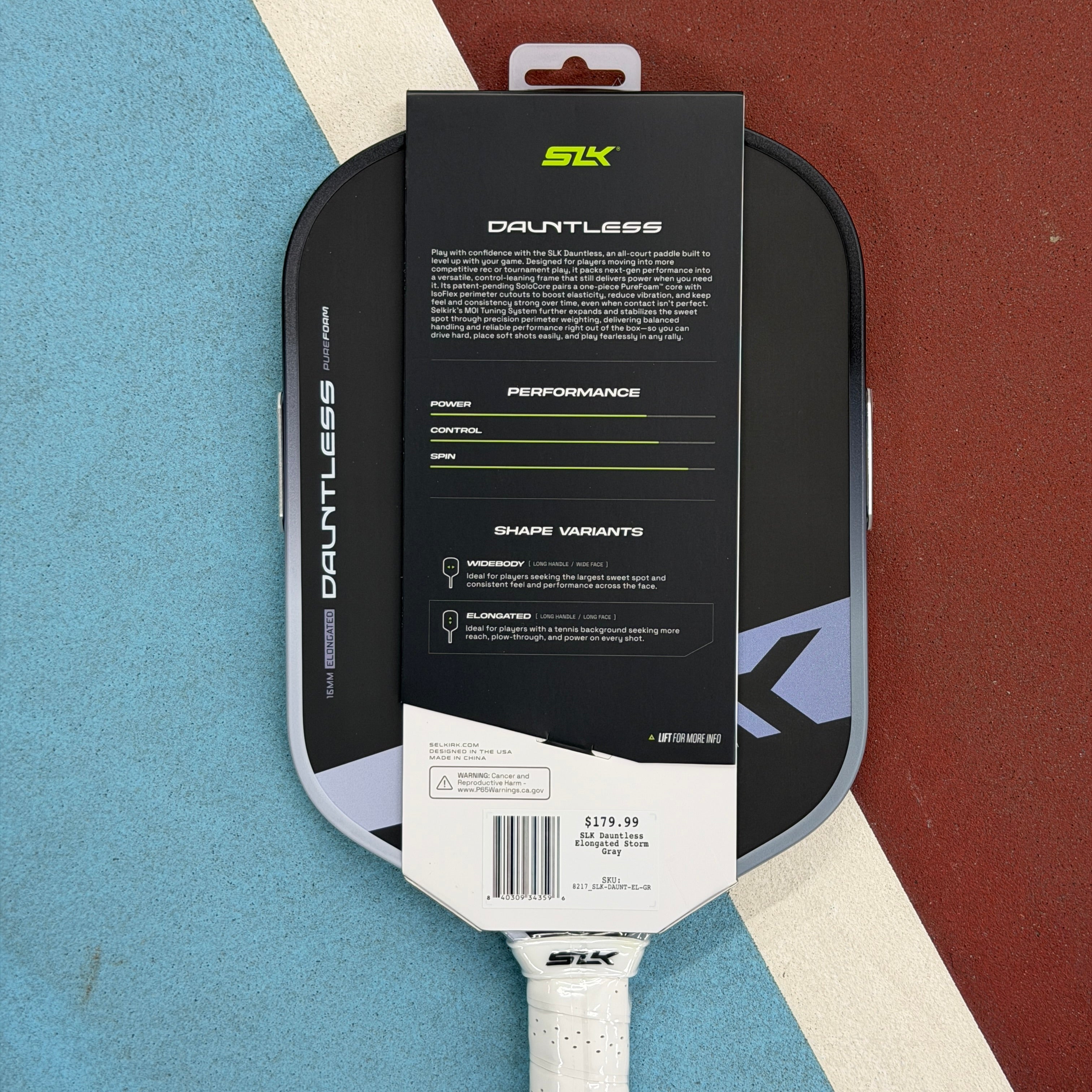 SLK DAUNTLESS ELONGATED - GRAY - Pickleball Paddle
