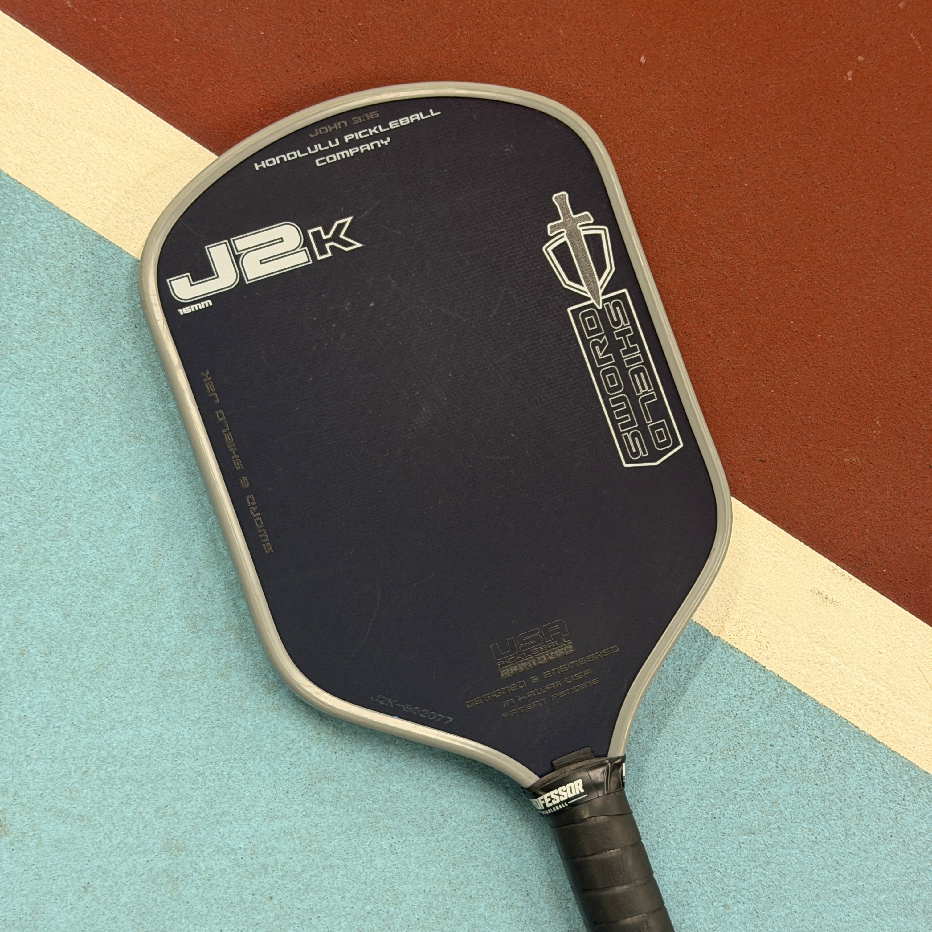 Honolulu Sword and Shield J2K Hybrid Pickleball Paddle - BLUE - Used