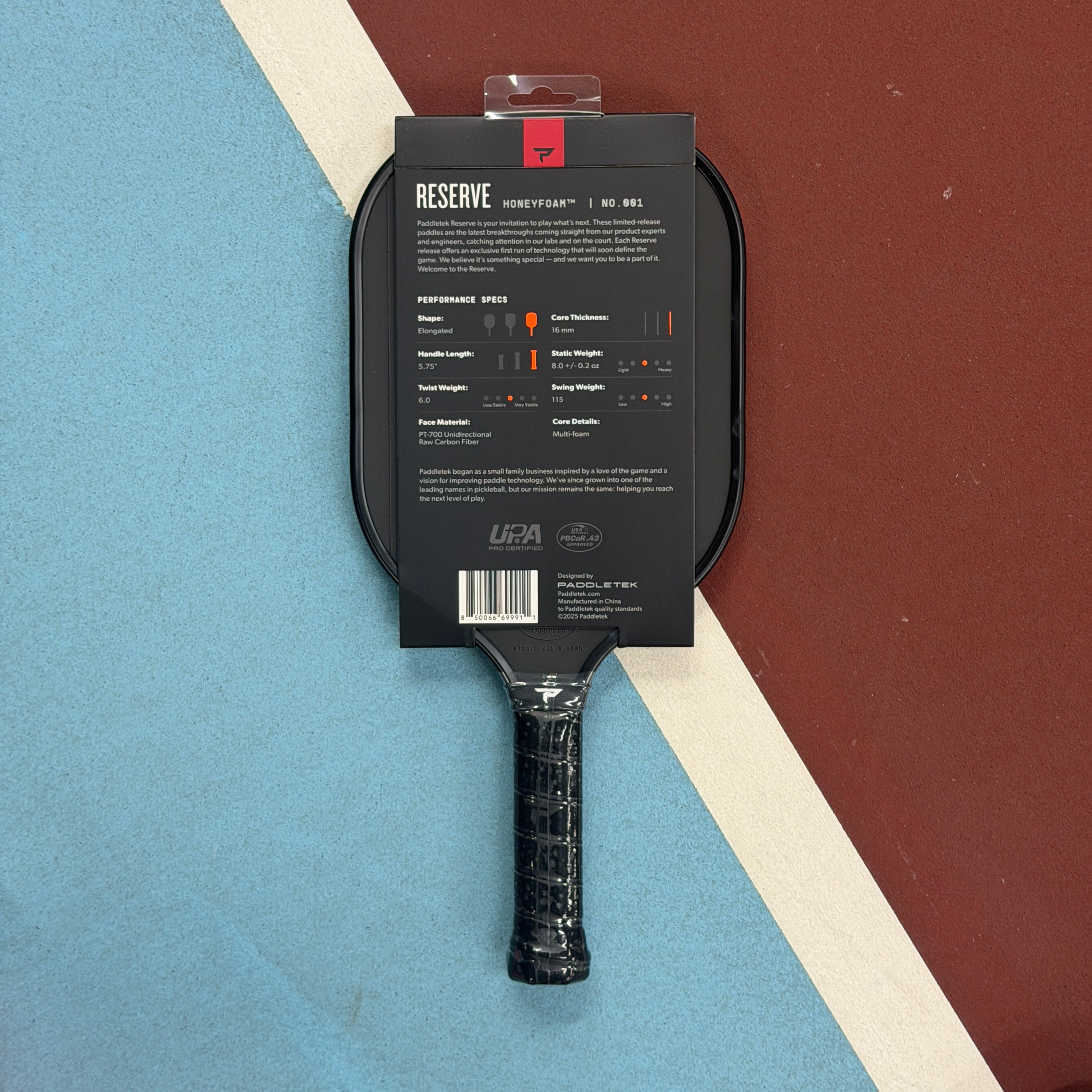 Paddletek Reserve 001 Honeyfoam 16mm Elongated Pickleball Paddle - NEW