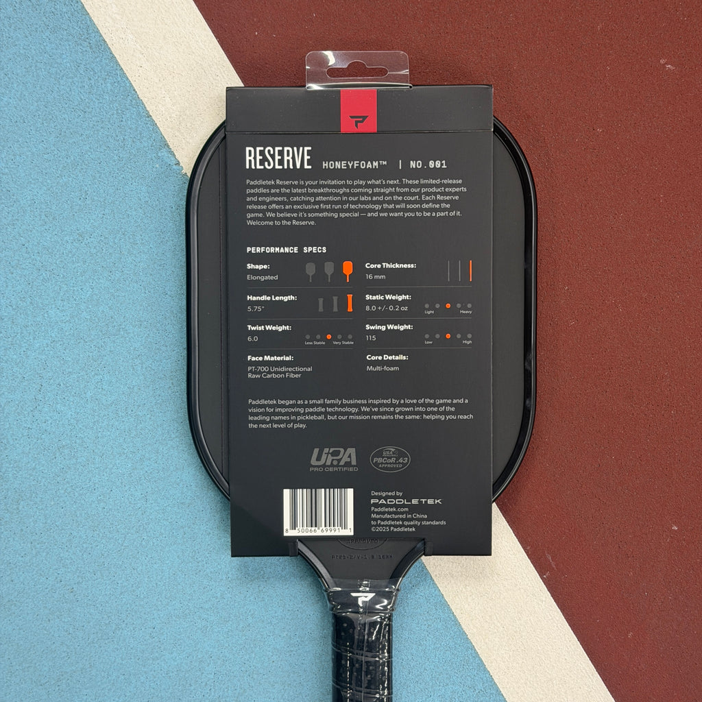 Paddletek Reserve 001 Honeyfoam 16mm Elongated Pickleball Paddle - NEW