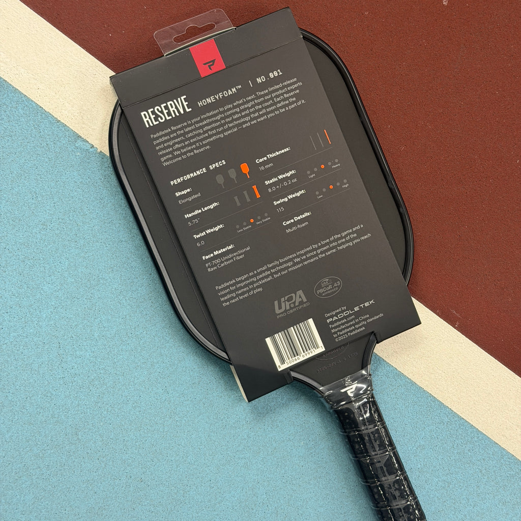 Paddletek Reserve 001 Honeyfoam 16mm Elongated Pickleball Paddle - NEW