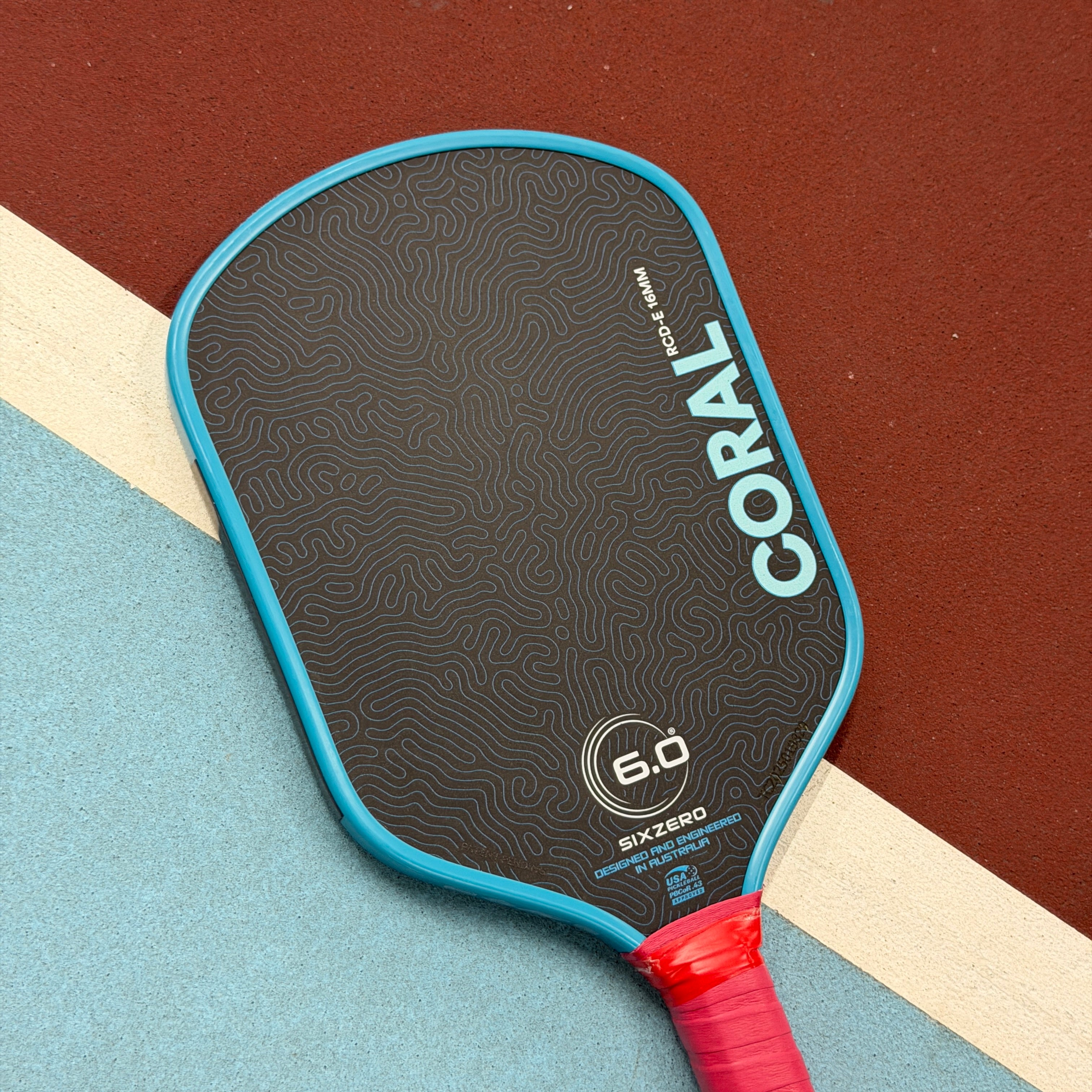 Six Zero Coral Elongated Pickleball Paddle - Blue - USED