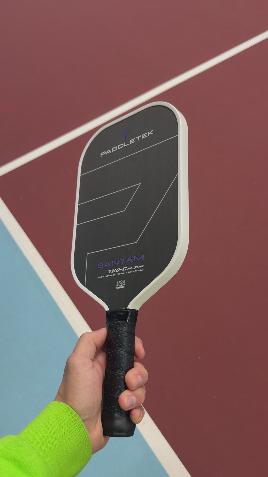 Paddletek TKO-C 14.3 White/Purple Pickleball Paddle 5.25 HANDLE