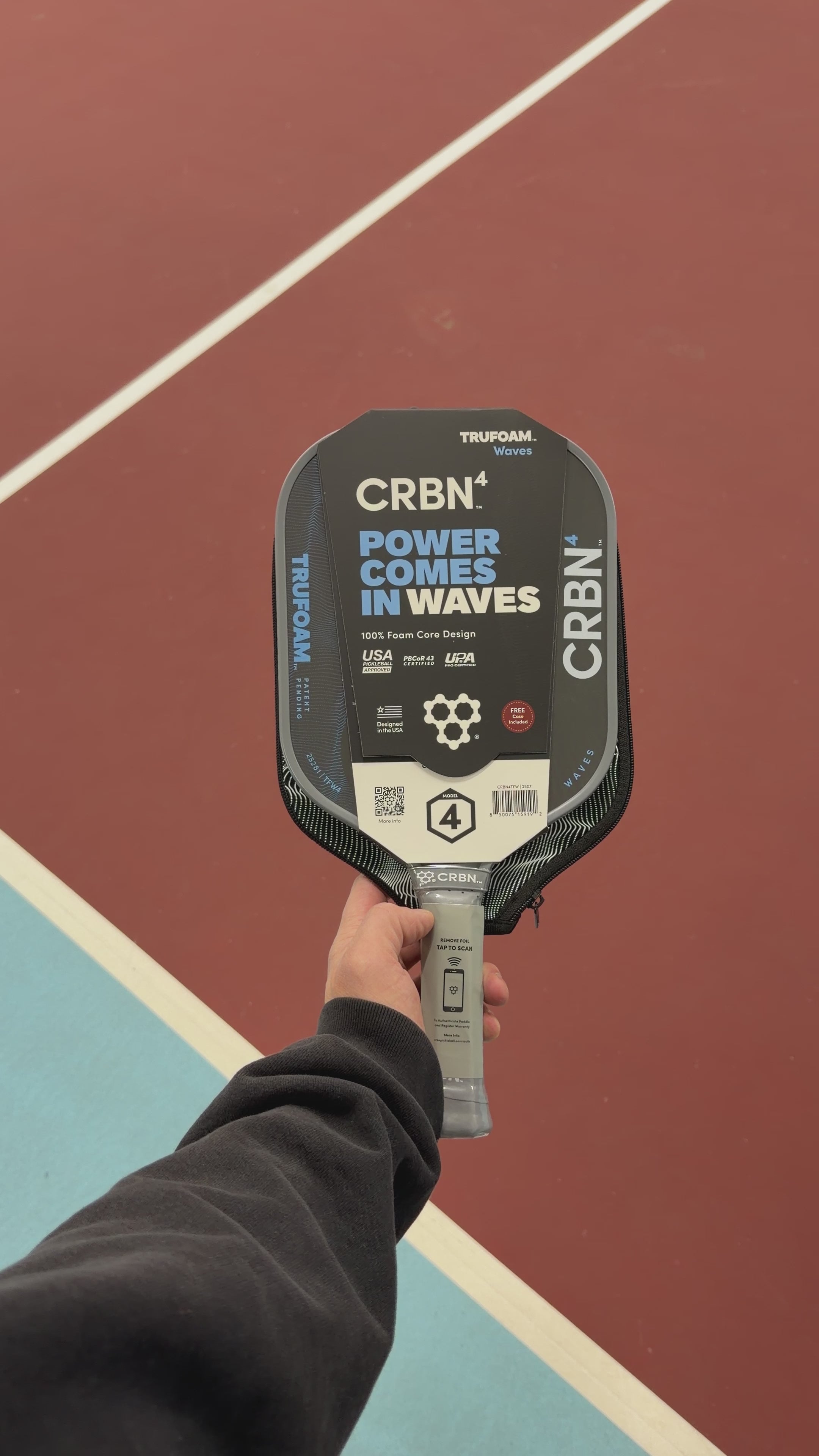 CRBN 4 Waves Trufoam Hybrid Aerocurve Pickleball Paddle NEW